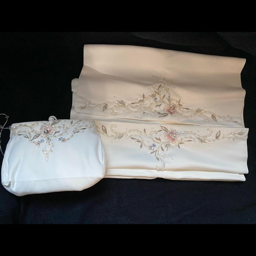 Matching Embroidered/Beaded Purse And Shawl